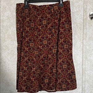 Briggs New York Petite A-Line Pleated Skirt - Red and Brown Pattern 14P